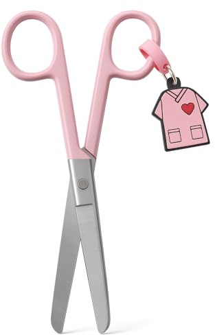 Nursing Life - Tijeras Enfermera Punta Roma | Ideal para Porta tijeras Enfermera en Apuros, Punta Redonda Profesional, Primeros Auxilios (Rosa)