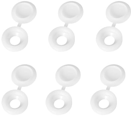 Meiyea 50 Pcs M4 Screw Covers - 0.34-Inch Plastic Hinge Caps, Multi-Color Decorative Screw Hole Plugs for Furniture, Cabinets, Doors & Wardrobes-White