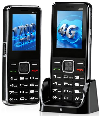 JYUHA 4G Big Button Mobile Phone for Elderly, 2.4 IPS Display丨Large Volume丨USB-C Charging Dock丨1700mAh Long Standby, SIM Free Unlocked Senior Mobile Phone with SOS Button FM Radio Torch Bluetooth