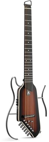 Donner HUSH I EVO2 Chitarra Acustica-Elettrica da Viaggio, Ultra-Leggera, Senza Paletta, con Accordatore Integrato, Supporti Rimovibili e Uscita Cuffie – Sunburst