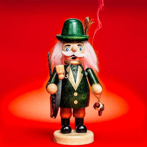 SIKORA RM-L Kleines Räuchermännchen aus Holz Räucherfigur Deko Weihnachtsfigur, Farbe | Modell:L03 grün - Jäger, Höhe in cm:Höhe ca. 12 cm