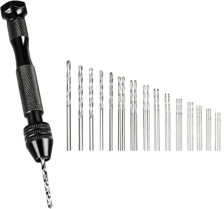31 Pièces Mini Perceuse à Main Précision, Kit Mini Perceuse 30 Forets 0,3–3,0 mm, Mandrin Sans Clé en Aluminium, Perceuse Manuelle Twist Drill Bricolage Résine Bijoux Bois Plastique Kit Outils DIY