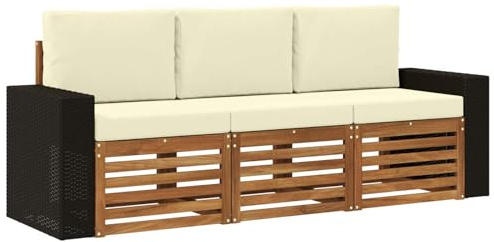 Qnhdfrt Gartensofa Set aus Akazienholz 3-teilig - Outdoor Lounge Sofa Set mit Kissen für Garten, Terrasse und Balkon - Sitzecke aus Massivholz, Couchgarnitur für Außenbereich