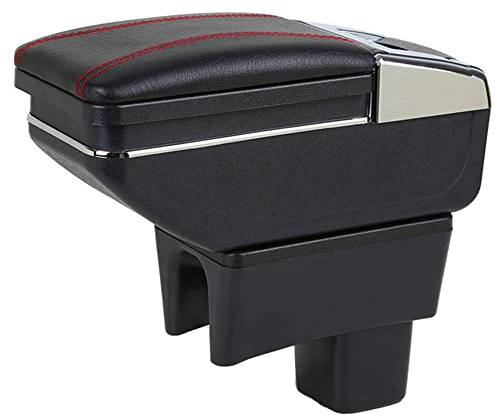 SZSS-CAR Leder Auto Mittelkonsole Armlehne Box Armlehnen Aufbewahrungsbox Kompatibel mit Suzuki Swift 2005 2006~2015 2016 2017 2018 2019 2020 2021 2022 2023(Schwarz)