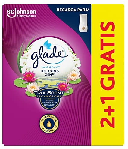 Glade® By Brise Ambientador Un Toque Fragancia Relax Zen. Elimina los malos olores, Hasta 10 veces más frescor - 3 Recambios de 11ml
