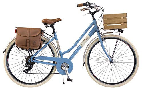 Via Veneto By Canellini Damen Citybike CTB Vintage Stil Rad Cityrad Fahrrader Bike Aluminium mit Korb Kassette und Klingel Via Veneto Bell Ring (50, Bleu)