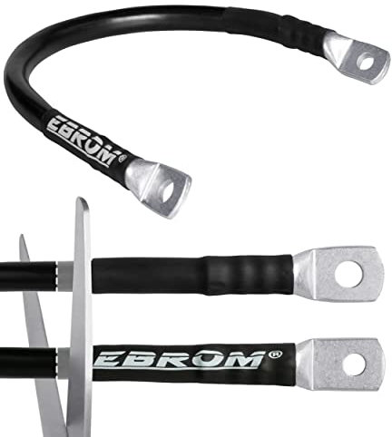 EBROM Câble de batterie pour voiture Câble Electrique 50 mm2 Noir prêt à l'emploi + gaines thermorétractables de 30 cm à 10 m de longueur disponible + œillets/cosses de câble M6/M8/M10/M12 50 mm2