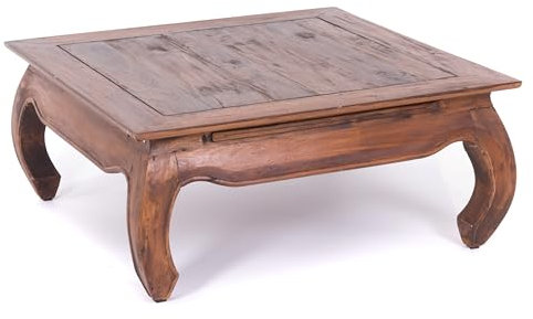 DESIGN DELIGHTS OPIUMTISCH East 80 | 80x80x36 cm (BxTxH), Mahagoni massiv | Beistelltisch aus Massivholz, Couchtisch | Farbe: 02 Hellbraun