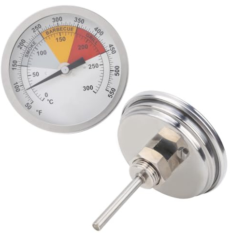 Grillthermometer, 0‑300℃ Grillthermometer 1/2 Zoll, NPT Edelstahl Grill Holzkohle Grill Temperaturanzeige Ofentemperaturanzeige zum Grillen von Fleisch