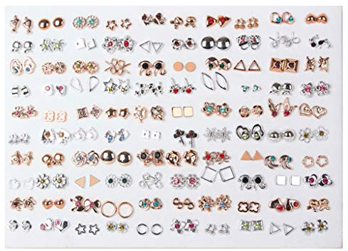 SOFEA - Lot de 100 paires de boucles d'oreilles tendance en plastique hypoallergénique pour enfants - Styles variés