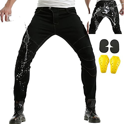 Armor Qtrees Wasserdichte Motorrad-Reithose, Biker-Hose, Motocross-Jeans, Radfahren, Stärkung mit CE-Schutz, XS-4XL, Schwarz , 58, IT-FS-PT-16