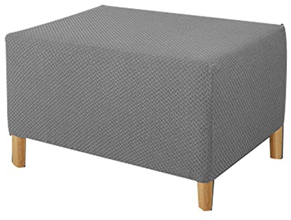 Highdi Ottomane Schonbezug Hockerbezug, Knoten Jacquard Hocker Hussen für Fußhocker Rechteckig, Stretch Bezug Ottomane Abdeckung Überzug Hocker Protector Waschbar Hockerabdeckung (Grau,S)