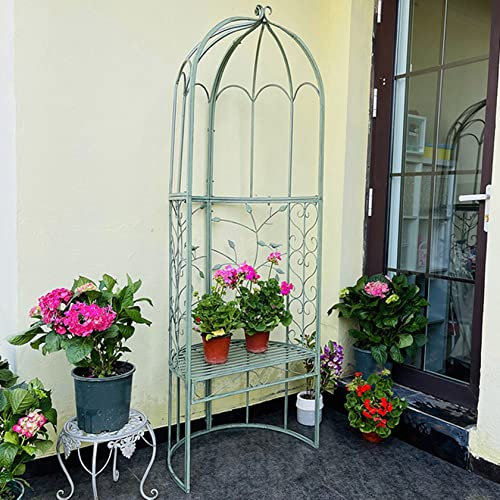 ZYFA Rosenbogen mit Bank,Gartenbogen Metall, Rankhilfe Gartenbank, Rosen Torbogen Rankgitter Pergola Laubengang Kletterhilfe für Kletterpflanzen (Color : Vintage Green)