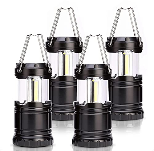 4PCS Portable COB LED Camping Lights, Collapsible Battery Powered Camping Lanterns Battery Powered, Waterproof Camping Lamps for Hurricane Emergency Storm Outages