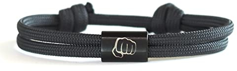 myGreta Gravur Armband aus Segleltau mit Motiv - Edelstahl - Faustgruß - Ghettofaust - Geschenk Für Ihn