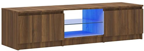 vidaXL TV Schrank mit LED-Leuchten Lowboard TV Möbel Tisch Board Sideboard Fernsehschrank Fernsehtisch HiFi-Schrank Braun Eichen-Optik 140x40x36cm