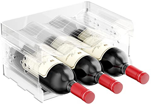 Relota 2er Set Weinregal Stapelbar für Kunststoff, Flaschenregal Schmal, Flaschenhalter Kühlschrank, Flaschen Aufbewahrung, Hält bis zu 6 Flaschen, Flaschenaufbewahrung für Schrank, Wohnzimmer, Küche