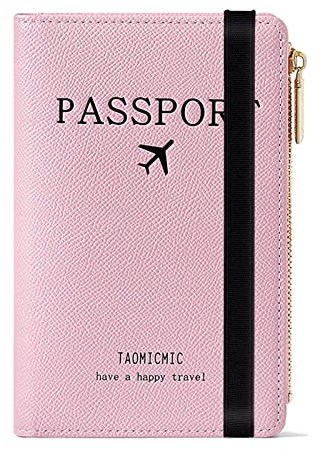 Reisepasshülle, Travel Wallet, RFID Blocker Reisepass Tasche für Kreditkarten, Ausweis und Reisedokumente, Reisezubehör/Travel Organizer Reise Geschenk, Passport Hülle mit Zipper Münzfach (Rosa)