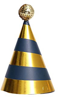 Wambere 12 Stück Partyhüte zum Geburtstag mit Pompons,Partyhüte Party Kegel Hüte,Geburtstag Kegel Hüte Party Supplies Hütchen Geburtstagshut für Kinder Festival Baby Shower,Gold
