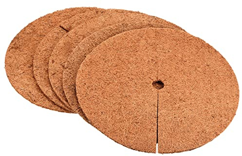 PATIKIL Coconut Fiber Mulch Ring Mat 16 Inch, 5 Pack Thick Coco Coir Tree Protector Root Soil Cover for Indoor Outdoor Potted Plants