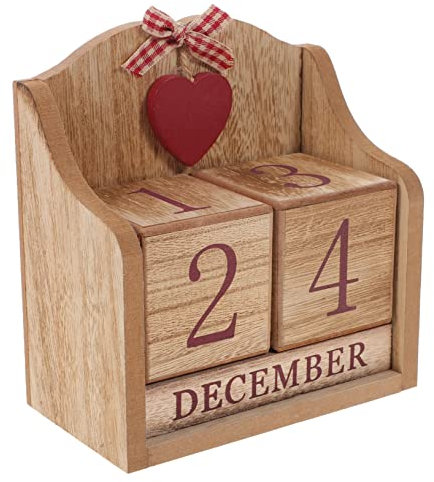 MAGICLULU Holz Würfel Kalender Perpetual Desk Calendar Manuell Retro Büro Tischkalender Dekoration Vintage Wohnzimmer Zubehör Kompakt Umweltfreundlich