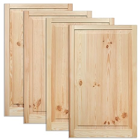 Kassettentür Schranktür Holz RUSTIKAL | 99,3 x 59,4 cm 4-er Pack Set | unbehandelte Holztür aus Kiefernholz im Kolonialstil und Markflecken als Raumteiler Schiebetür für Regale, Schränke, Möbel
