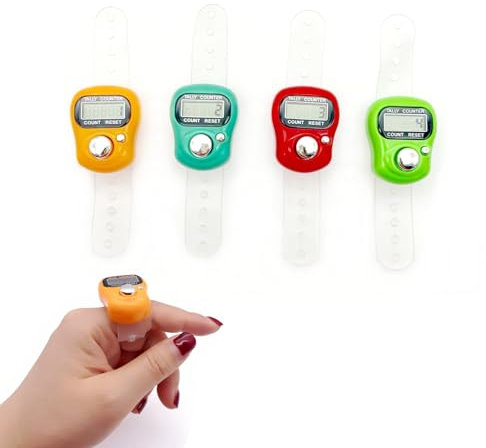 JZK 4X LCD Display Digital Finger Tally Zähler Clicker Elektronischer Stichzähler zum Stricken Häkeln Reihenzähler Ring Kunststoff Mini Manueller Clicker Zähler