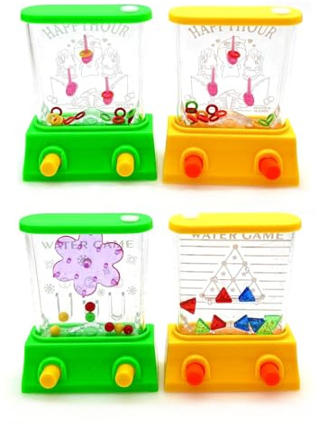 JZK 4x 80s 90s retro classic handheld game, ring toss water game with hoops, water hoopla games for kids adults, concentration game toy, Family party games idea gadget