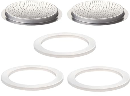 DITOSH 2 Pcs Filtre avec 3 Pcs Joint d'étanchéité en Silicone Pour Cafetière Expresso 2 Tasse Pour Cuisinière Pièces de Rechange Pour Big Tummy et Straight Moka Pot en Acier Inoxydable