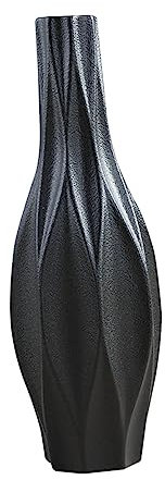 Cabilock Schwarze Keramikvase Europäische Stil Blumenvase Geometrisches Design Deko Für Wohnzimmer Multifunktionale Haushaltsvase
