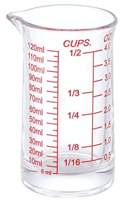 Ackers 4oz Glass Measuring Cup – Shot Glass with Ounce,Ml,Cups Markings for Kitchen & Bar(Red Line)