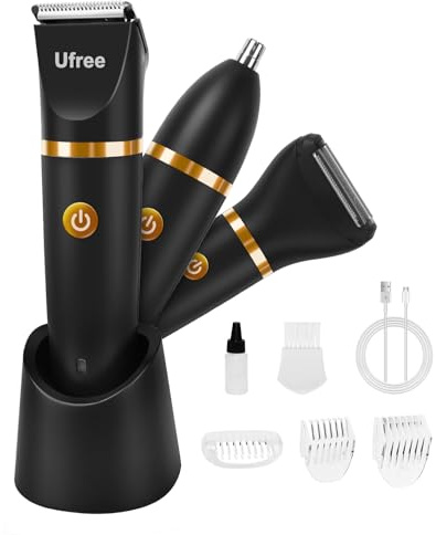 Ufree Bikini Trimmer Electric Razors for Women, Rechargeable Pubic Body Hair Trimmer Electric Shaver for Legs Body Hair, Bikini Shaver IPX7 Waterproof, Gifts for Women, Black