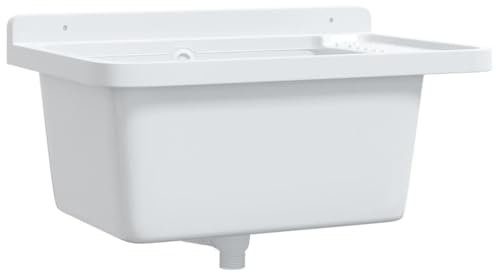 Évier utilitaire pour montage murale blanc 60x40x28 cm résine