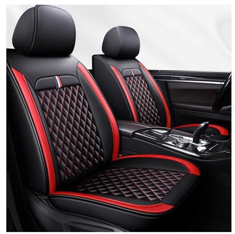 Sitzbezug Auto Vordersitze für BMW E36 3er Cabrio 1991-2024, Autositzbezüge Leder, Autositzbezug Porosität Sitzbezüge Vorne Sitzschoner，All-Inclusive, Stilvolles Aussehen(Color:Black red)