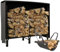 Outsunny Portalegna da Interno ed Esterno in Metallo, Legnaia Regolabile con Borsa di Tela e Copertura Impermeabile, 120x36x99 cm, Nero