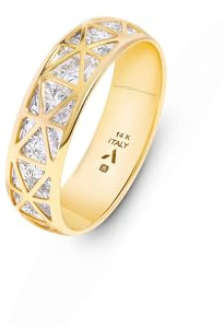 Amberta Italien 14 Karat Statement Ring aud Gold | 14 Karat Goldring | Echt Gold Ring Diamantschliff | Ring Gold 14 Karat Damen