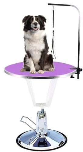 HJYryhyfddply 70 cm Großer Hundepflegetisch mit Hydraulischer Hebevorrichtung, 360° Drehbarer Desktop-Pflegetisch für Hunde Zu Hause(Purple)