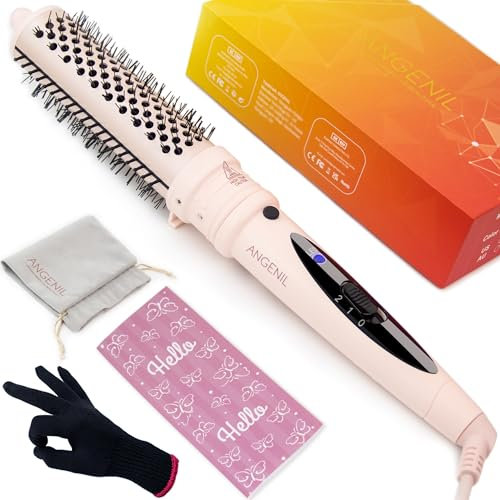 ANGENIL Thermal Brush Ionen 38mm, 190-210℃ Wärmebürste Rundbürste Elektrisch Glätteise mit Abnehmbarem Bürstenkopf Erzeugt Lose Locken, Dual-Spannung Hot Brush Heiße Rundbürste für Alle Haartypen