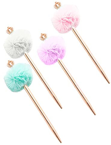 NUOBESTY Set Di Penne Soffici 4 Pezzi Di Penne Con Pompon Per Donne Alla Moda A Forma Di Facili Da Impugnare E Comode Per Gli Studenti
