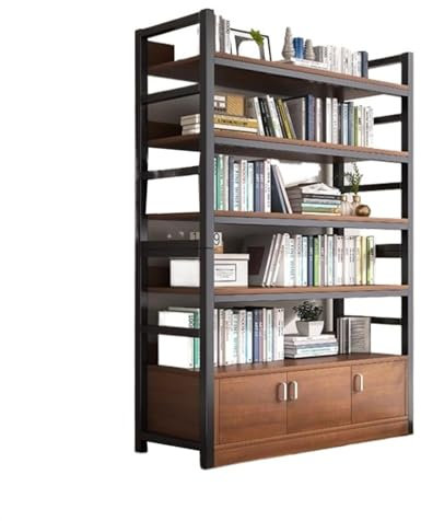 Bücherregal Bücherregal, bodenstehend, aus Stahl und Holz, mehrschichtig, for Zuhause, Bücherregal, Aufbewahrungsschrank, Aufbewahrungsschrank, Bibliotheksregal, Präsentationsständer Bücherturm(120cm)