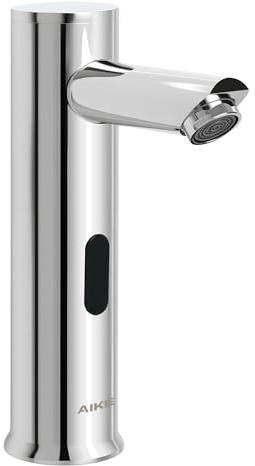 AIKE AK7501 Robinet de Lavabo sans Contact pour Salle de Bain, Robinet Automatique à Capteur, Alimenté par Piles pour Usage Commercial, Chrome