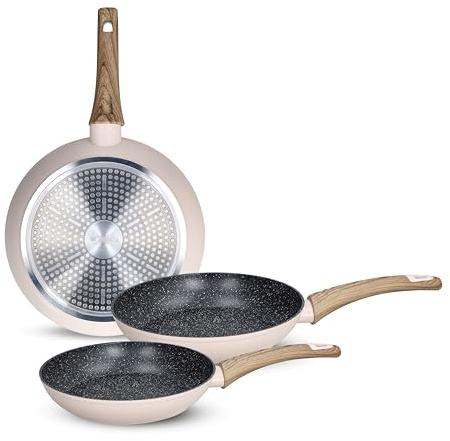 Tognana Vanilla, Set de 3 sartenes 20/24/28 cm, aluminio, beige