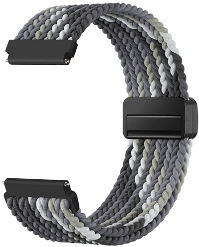 Mastten 22mm Fabric Elastic Magnetic Sport Watch Strap Compatible with Samsung Galaxy Watch 3 Strap - Galaxy Watch 46mm Band, 22mm Quick Release Nylon Braided Straps for Women Men, Camo