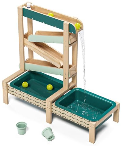Topbright Outdoor Wasserbahn (ab 36 Monaten, Holzbahn, Wasserspiel für Kinder, Lernspielzeug, inkl. Wasserbecken und Bälle) 1212342024de0001