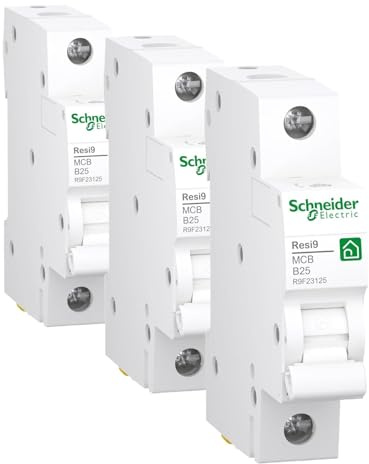 Schneider Electric Leitungsschutzschalter Resi9, 1-polig, 25A, B-Charakteristik, 6kA, Artikelnummer R9F23125, 3 Stück
