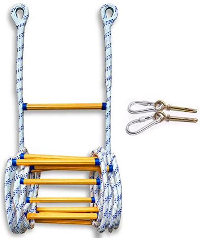 Rope Ladder,3 Metersfire Escape Ladder for Kids and Adults, 2-6 Semergency Safety with 2 Hooks/10M (5M)