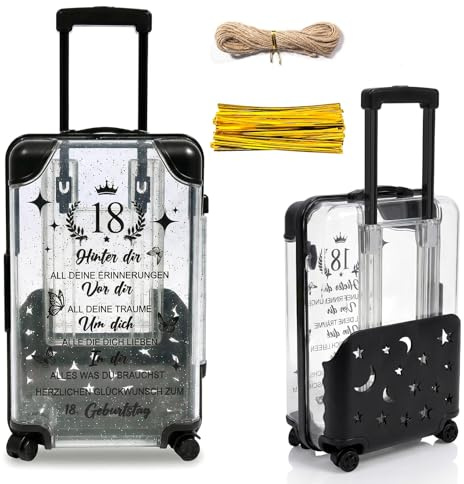 Buyzzus Reise Geschenk Reise Mini Koffer Spardose Reisekoffer Kreative Mini Koffer Geschenk Geldgeschenk Mini-Reisekoffer für Frauen Männer Reisekasse (18. Geburtstag)
