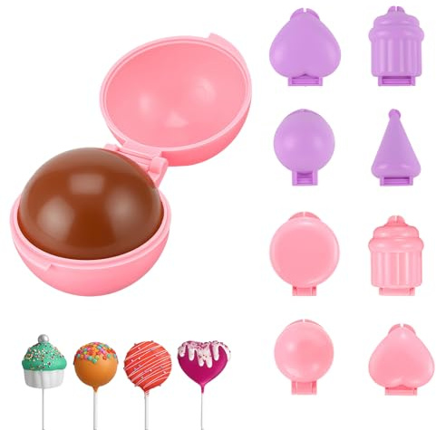 FloralGrace 8 Piezas Moldes para Paletas De Pastel Prensa 4 Diseños Mini Paletas De Pastel Cortadores Y Pulsadores Impresos En 3D Bola Corazón Redondo Cupcake Cake Pop Fo