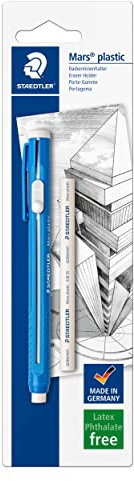 Staedtler Mars Plastic - Portagomma con Ricarica, Gomma da Cancellare a Forma di Penna per Cancelleria Scuola Università Ufficio, Gomme da Cancellare per Materiale Scolastico e Cose per la Scuola