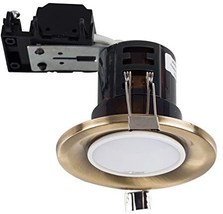 MiniSun | Modern Fire Rated Antique Brass GU10 Recessed Ceiling Downlight/Spotlights | Recessed Lighting, Home Décor & Improvement Essential | Pack of 10 | Mains Wired